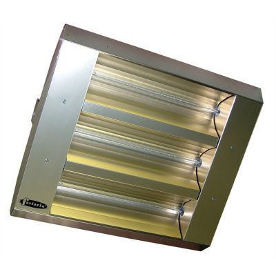3 Lamp 8MM 10.95KW 480V 30Sym Mul-T-Mount Electric Infrared Heater Stainless Steel Finish With Amber Gray Sleeves